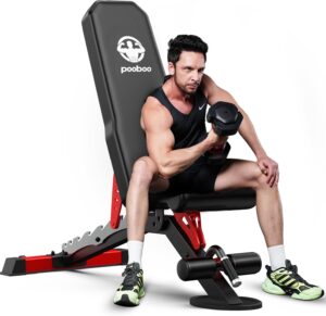 5. Pooboo Adjustable Weight Bench for Home Gym
